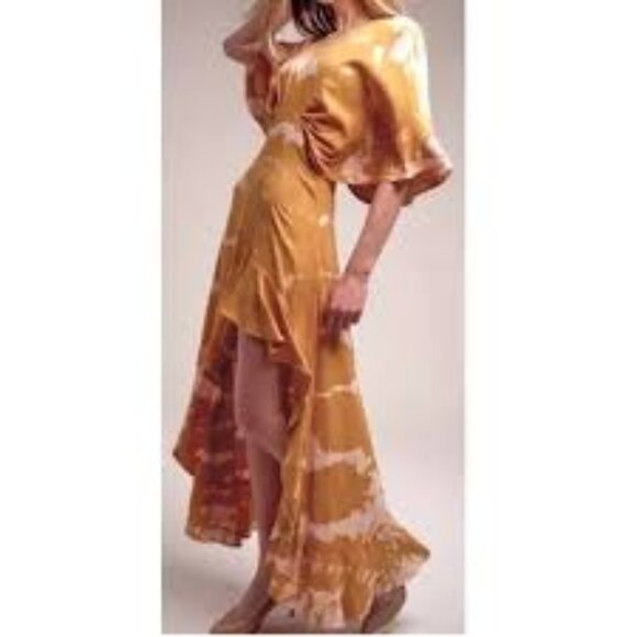 Young Fabulous & Broke Thea Dress Sweet Fig Ladder Wash Size S Golden Yellow - Picture 1 of 9